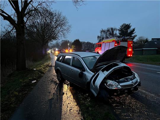 Der Unfall auf Höhe der Abbenflether Hafenstraße in Stade-Bützfleth ereignete sich gegen 17.30 Uhr. Foto: Vasel
