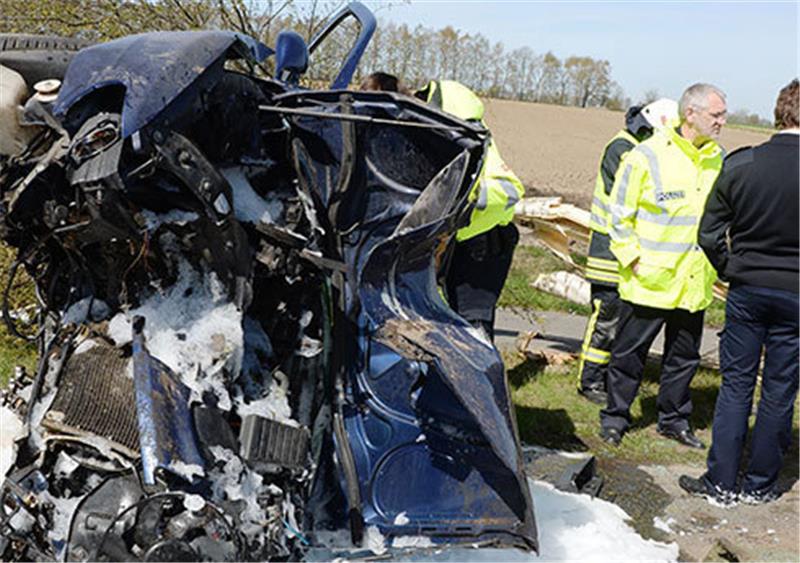 Der Unfallwagen des Angeklagten am 20. April dieses Jahres.