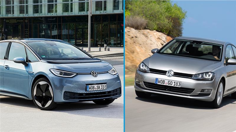Der VW ID.3 (links) ist das E-Pendant zum Golf - ob Benziner oder Diesel. Fotos: VW Presse