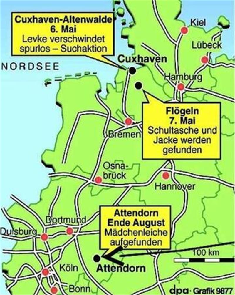 Marc H. ermordete die achtjährige Levke und wurde in Stade verurteilt Der Zusammenhang der insgesamt drei Schauplätze - Ort des Verschwindens, Waldparkplatz Flögeln und Ablageort der Leiche - führte die Polizei zum Mörder der achtjährigen Levke.