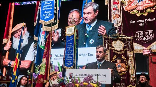Der bayerische Ministerpräsident Markus Söder (CSU) sprach beim 76. Sudetendeutschen Tag in Brünn (Brno). 