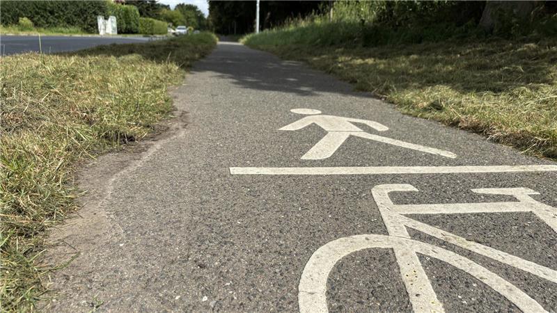 Der kombinierte Fuß- und Radweg an der Straße Am Hohenwedel ist schmal und schlecht gepflegt.