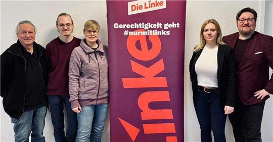 Der neue Kreis-Vorstand der Linken: Bernd Unglaub, Phil-Marvin Ziethmann, Tanja Wilhelm, Ana Waack und Clemens Ultsch.
