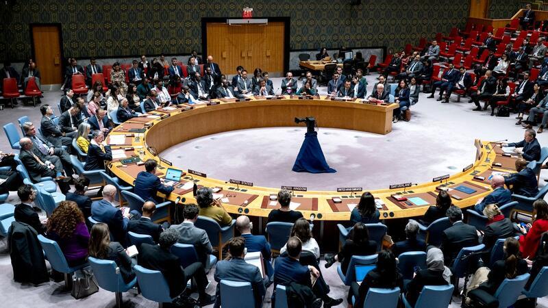 Brasiliens Nahost-Resolution: UN-Sicherheitsrat berät weiter Der palästinensische UN-Botschafter Riyad Mansour (rechts im Hintergrund) spricht bei den Vereinten Nationen in New York zu den Mitgliedern des Sicherheitsrats.