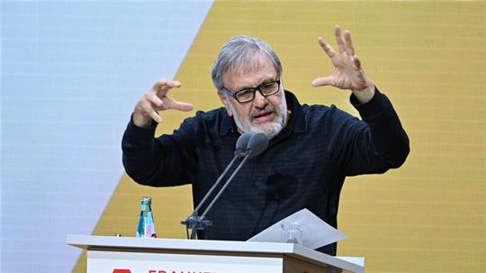 Der slowenische Philosoph Slavoj Zizek bei der Eröffnungsfeier der Frankfurter Buchmesse.