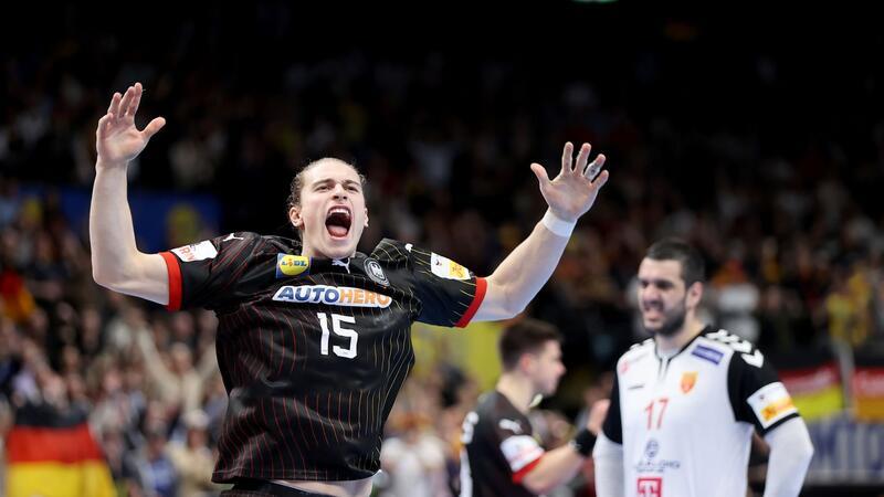 „Krasse Herausforderung“: Handballer vor erster Reifeprüfung Deutschlands Juri Knorr jubelt beim Sieg gegen Nordmazedonien.