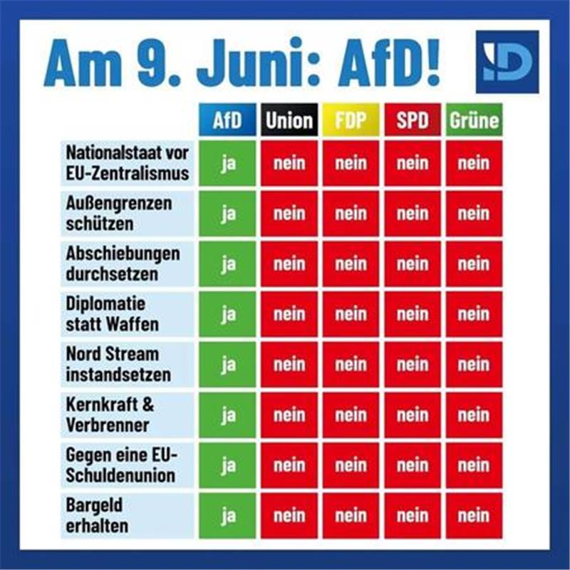 Die AfD-Grafik stellt die Positionen der anderen Parteien nicht korrekt dar.