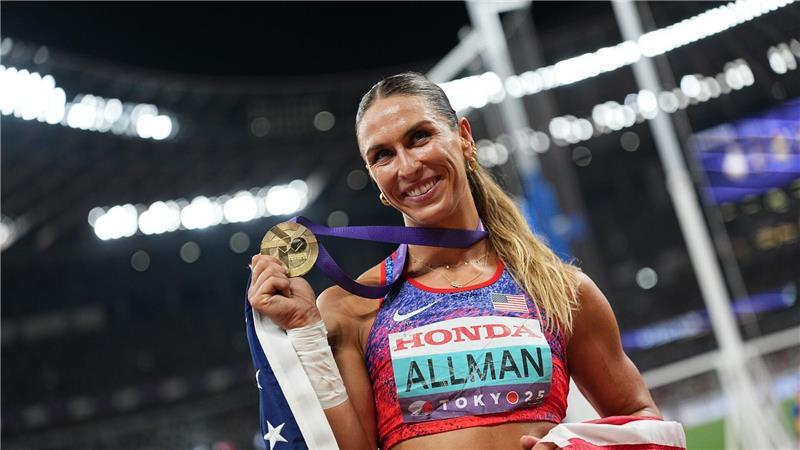 Mihambo bejubelt WM-Silber - Bolt feiert Jamaika-Triumph Die Amerikanerin Valarie Allman jubelt über Diskus-Gold.