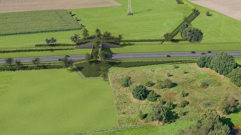 Die Animation der Landesbehörde für Straßenbau und Verkehr zeigt eine begrünte Brücke für Tiere an der Ortsumfahrung Elstorf. Rehe, Hasen und die Zauneidechse leben zum Beispiel in der Umgebung.