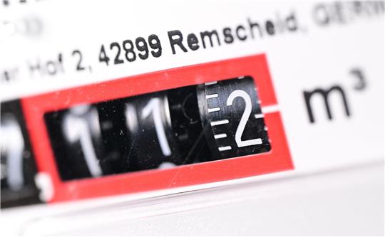 Die Anzeige einer Gasuhr in einem Privathaus.