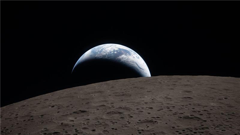 Die „Artemis 2“-Crew hat während ihres Fluges um den Mond diesen Blick auf die Erde aufgenommen.