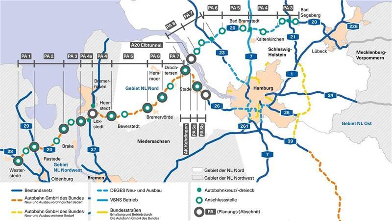 Die Autobahnen im Norden im Überblick.