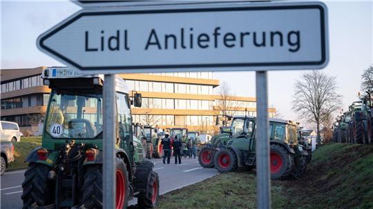 Die Bauern protestierten gegen die Preispolitik von Lidl. 