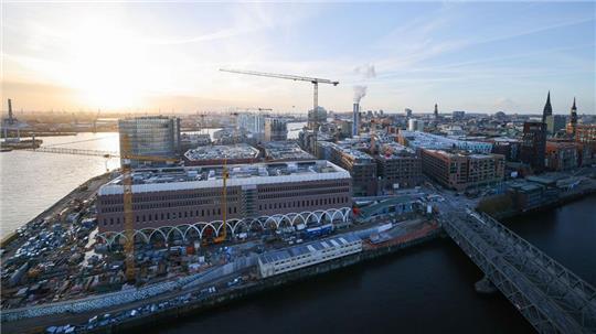 Die Baustelle des südlichen Überseequartiers in der Hafencity-Hamburg. (Archivbild)