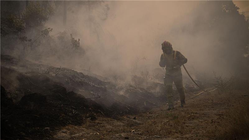 Brände in Südeuropa und Türkei lassen nach - aber neue Hitze Die Brandbekämpfer am Boden sind Tag und Nacht im Einsatz gegen die Flammen in Portugal. Tagsüber werden sie von Löschflugzeugen und -hubschraubern unterstützt.