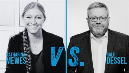 Die Bürgermeister-Kandidaten Katharina Mewes und Ralf Dessel stellen sich heute Abend dem Duell.