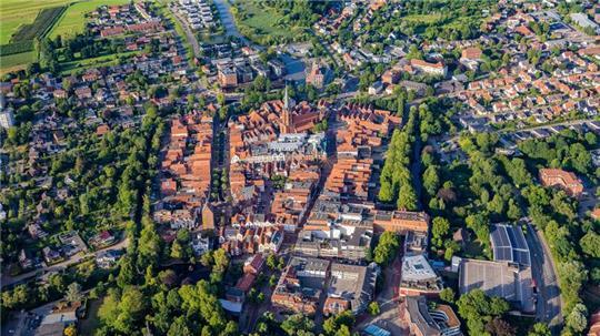 Die Buxtehuder Altstadt mit Blickrichtung Norden.