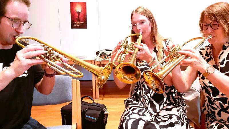 150 Jahre Posaunenchor: Frauen durften früher nicht mitspielen Die Chormitglieder Frank Gietzelt, Kerstin Hager und Sabine Sievers.