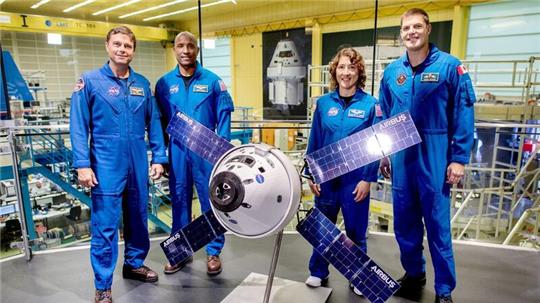Die Crew-Mitglieder der „Artemis 2“-Mission der US-Raumfahrtbehörde Nasa, Reid Wiseman, Victor Glover, Christina Koch und Jeremy Hansen (v.l.n.r.).