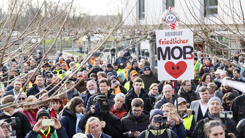 Wohnster Milchbauer erreicht Hannover – Hunderte Trecker vor Landtag Die Demonstranten während der Kundgebung in der Innenstadt.