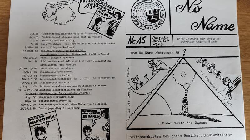 Die Dezember-Ausgabe von 1987 der Zeitung „No Name“ der Bezirksjugendschützen Stade.