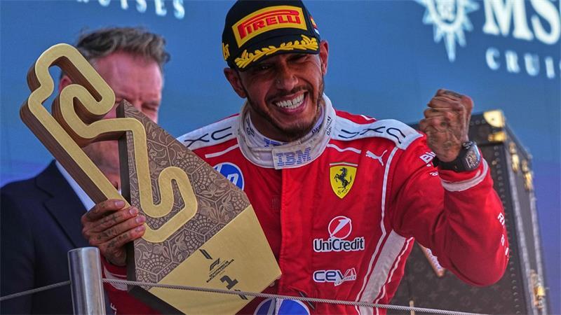 Die Erlösung: Lewis Hamilton gewann in Barcelona erstmals für die Italiener. (Archivbild)