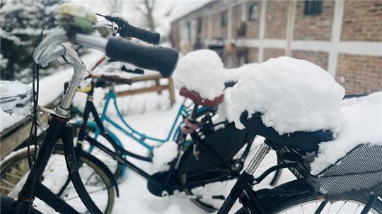 Die Fahrräder bleiben wohl geparkt: 17 Zentimeter Schnee lagen in Jork am Donnerstagmorgen. Am Freitag sollen bis zu 15 Zentimeter Neuschnee dazukommen.