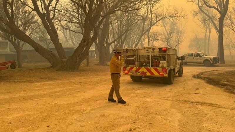 Die Feuerwehr kämpft im US-Bundesstaat Texas gegen mehrere sich schnell ausbreitende Waldbrände.