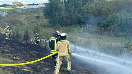Die Feuerwehr musste am Dienstagnachmittag einen Flächenbrand an der A26 bei Buxtehude löschen.