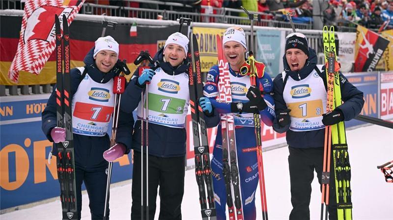 Erleichterung bei Biathleten nach erstem Staffel-Podest Die Franzosen waren wieder nicht zu schlagen.