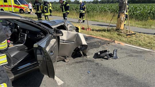Die Frau prallte mit ihrem Mercedes frontal gegen den Baum.
