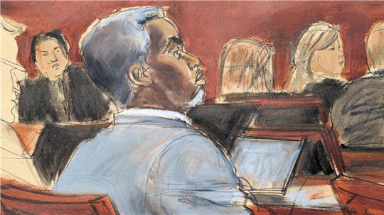 Die Gerichtszeichnung zeigt Sean „Diddy“ Combs, der den Eröffnungsplädoyers am ersten Verhandlungstag vor dem Bundesgericht in Manhattan zuhört. (Archivbild)
