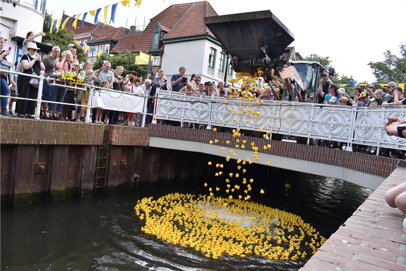 Die Gummienten sind wieder in Buxtehude los.