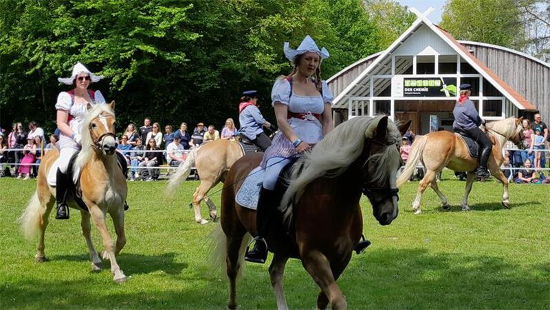 Die Haflingerfreunde Cuxhaven zeigen eine Quadrille mit farbenprächtigen Kostümen.