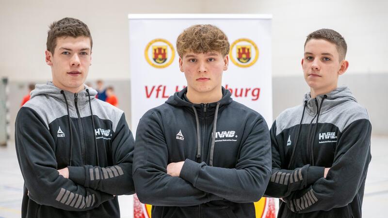 DHB sichtet Handball-Talente aus Horneburg und Fredenbeck Die Horneburger Auswahlspieler Tilman Haskarl, Ben Kröger und Łukasz-Minkus (von links).
