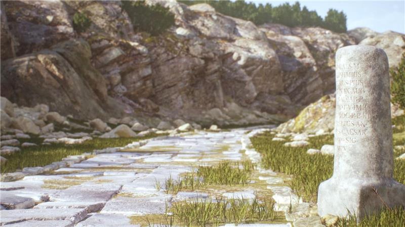 Römisches Straßennetz war weit größer als gedacht Die Illustration zeigt einen Kilometerstein auf einer Bergstraße in Kilikien, Türkei