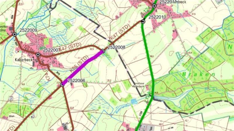 Kaputte Kreisstraßen: Diese Bauarbeiten sind noch 2025 geplant Die K55 soll saniert werden. Sie hat unter dem Umleitungsverkehr für die Bauarbeiten auf der L124 gelitten.