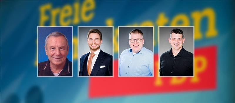 Die Kandidaten der FDP in Fredenbeck: Klaus Busacker, Steven Hermeling, Torsten Lüchau und Michael Lichtmess. Grafik: Ahrens