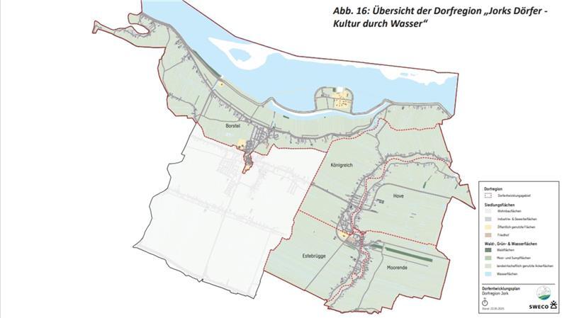 Von der Mosterei bis zum Museum: Jorker Rat segnet Zukunftsplan ab Die Karte zeigt die Dorfregion Jork (grün).