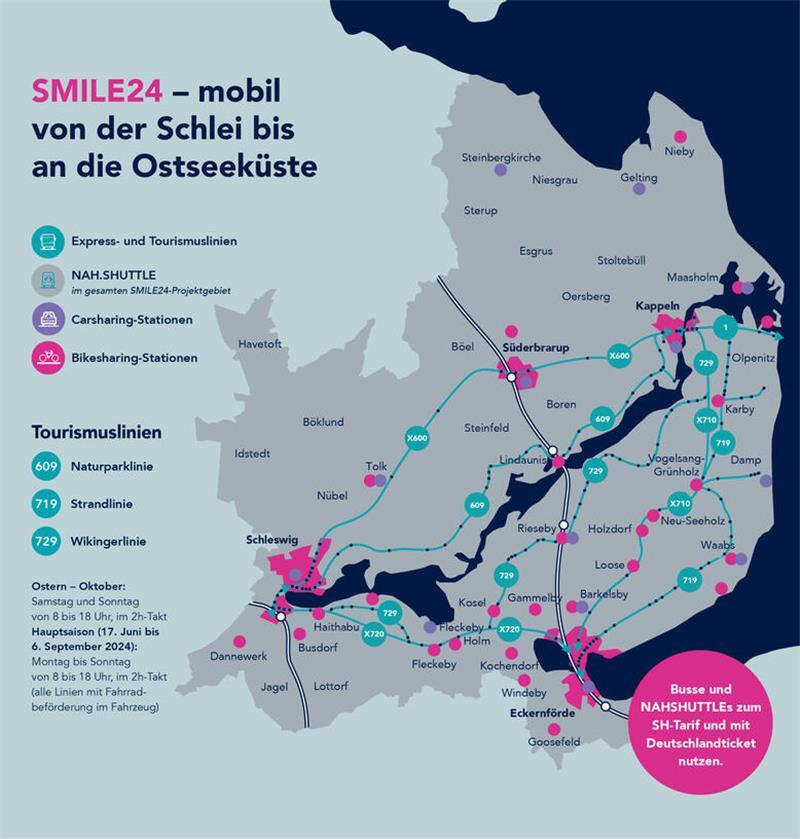 Die Karte zeigt die Schlei-Region mit dem Smile24-Projekt.