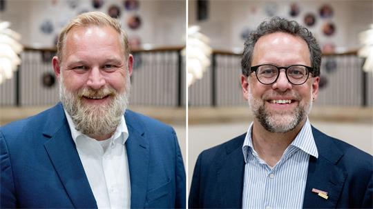 Die Kombo zeigt den unterlegenen Ulf Prange (links, SPD) und Wahlsieger Jascha Rohr (parteilos), Stichwahl-Kandidaten für das Amt des Oberbürgermeisters in der Stadt Oldenburg. (Archivbild)