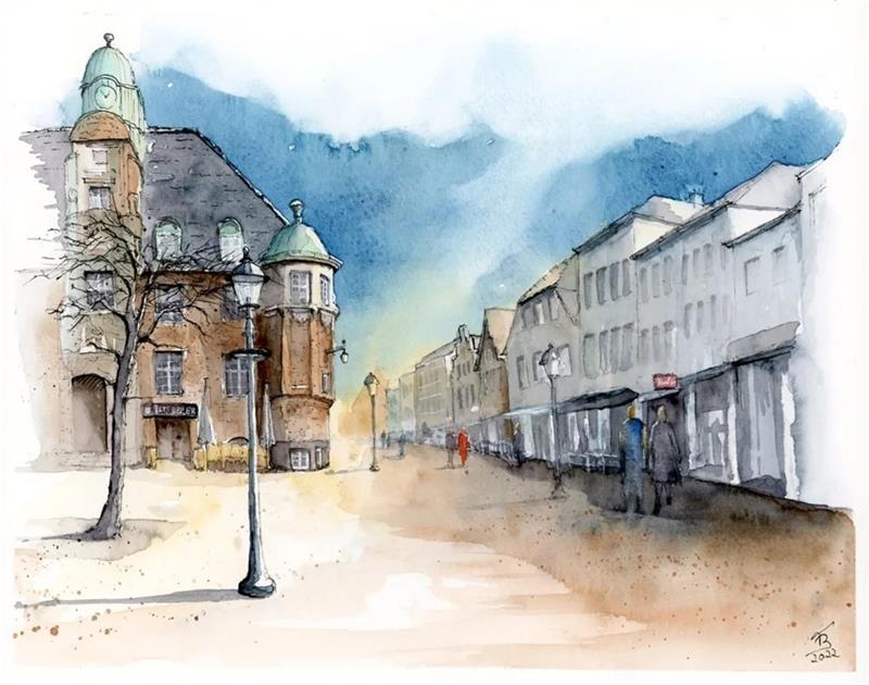 Die Künstlerin Tine Beutler hat unter anderem den Buxtehuder Rathausplatz gezeichnet.