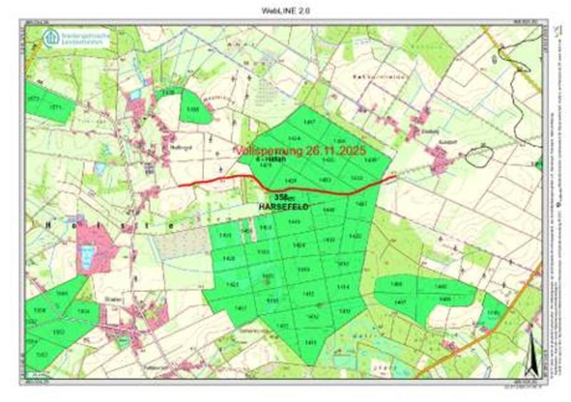 Die Kuhstedter Straße zwischen der Siedlung Kuhstedt und Holste wird am 26. November gesperrt, weil hier gejagt wird.