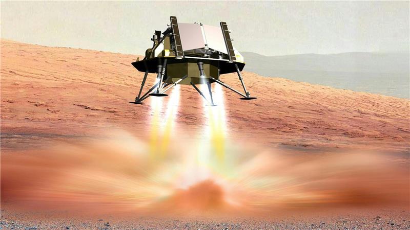 Die Landung auf dem Mars gilt als sehr herausfordernd (grafische Darstellung)