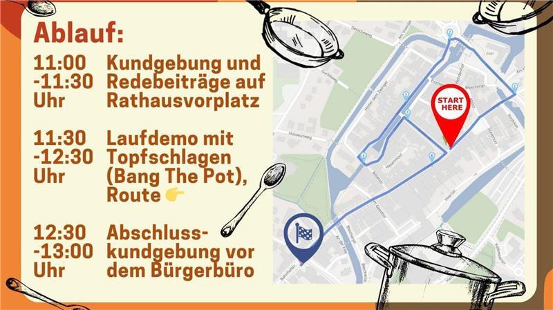 Warum dieser Buxtehuder eine Demo gegen den Hunger in Gaza organisiert Die Laufroute auf dem Demo-Flyer.