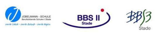 Die Logos der drei Berufsbildenden Schulen in Stade.