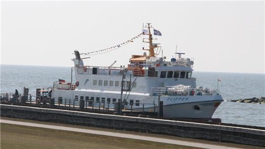 Die "MS Flipper" macht wieder täglich auf dem Anleger in Neuwerk ihre Leinen fest. Foto: Kramp