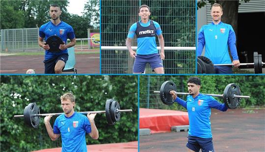 Die Neuzugänge des D/A-Kaders beim Training.