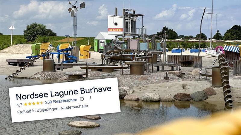 Schräg bis schwülstig: Butjadingen in den Google-Bewertungen Die Nordseelagune in Burhave kann sich über jede Menge positiver Bewertungen bei Google freuen.