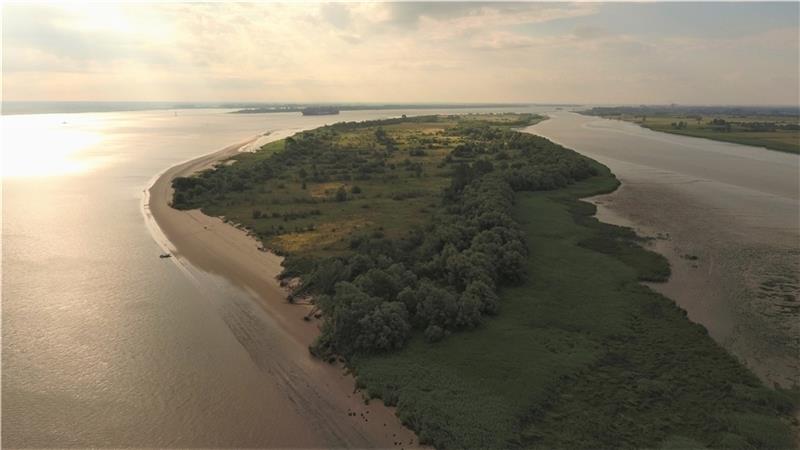 Die Nordspitze von Schwarztonnensand. Foto: im Auftrag des Wasserwirtschaft- und Schifffahrtsamtes Hamburg.